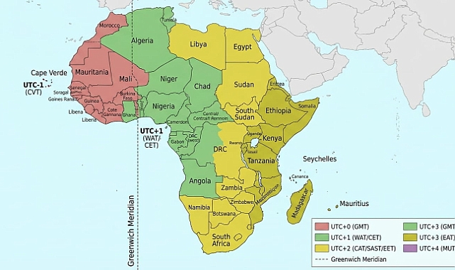 Afrika Kıtasında Kullanılan Saat Dilimleri ve Ülkelere Göre Dağılımı